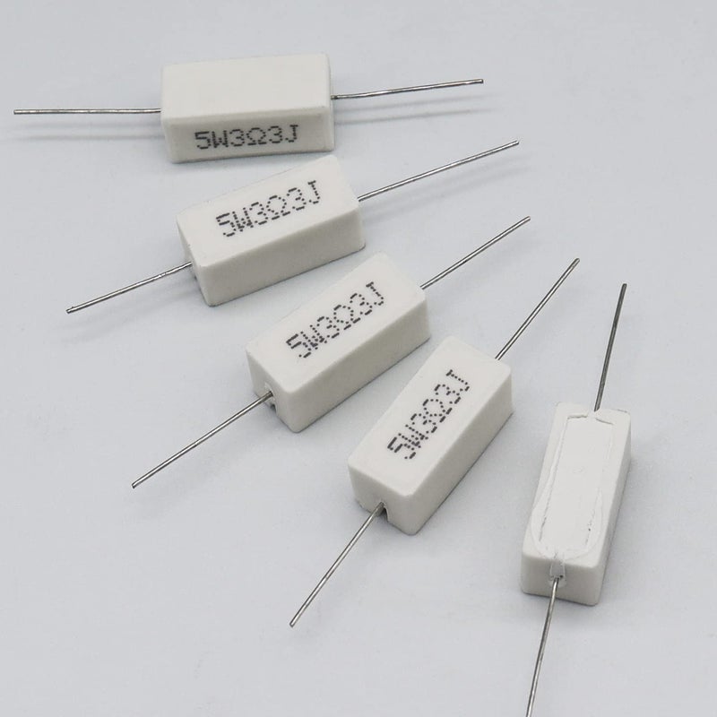 Dimlove Cement Resistor, 10 PCS 5W 3.3 Ohm 5% Axial Lead Wire White Wound Fixed Ceramic Power Resistor - Flame, Heat, Moisture Resistance for Precharge Horizontal Applications - Image 4